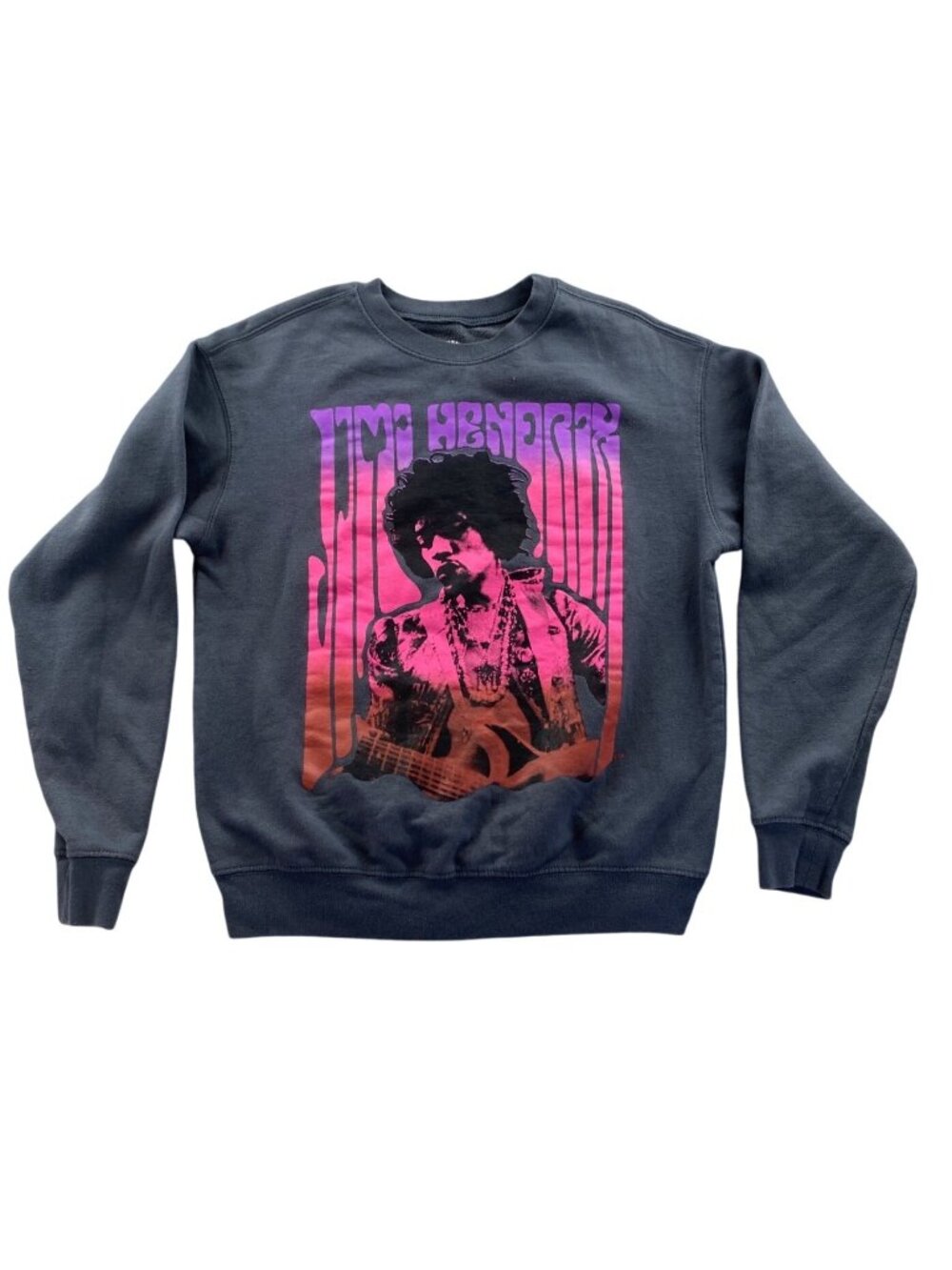 Authentic Hendrix Mens Sweatshirt Small Gray Jimi Hendrix Graphic Crewneck Top
